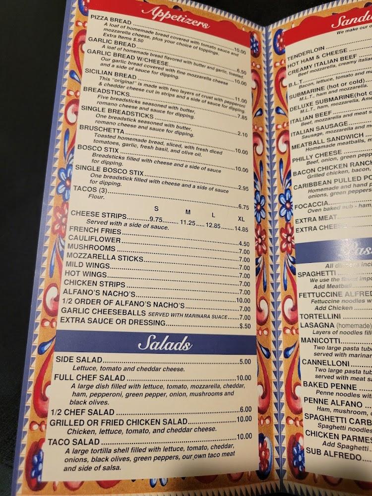 Alfano's Pizza Restaurant Menu image 3
